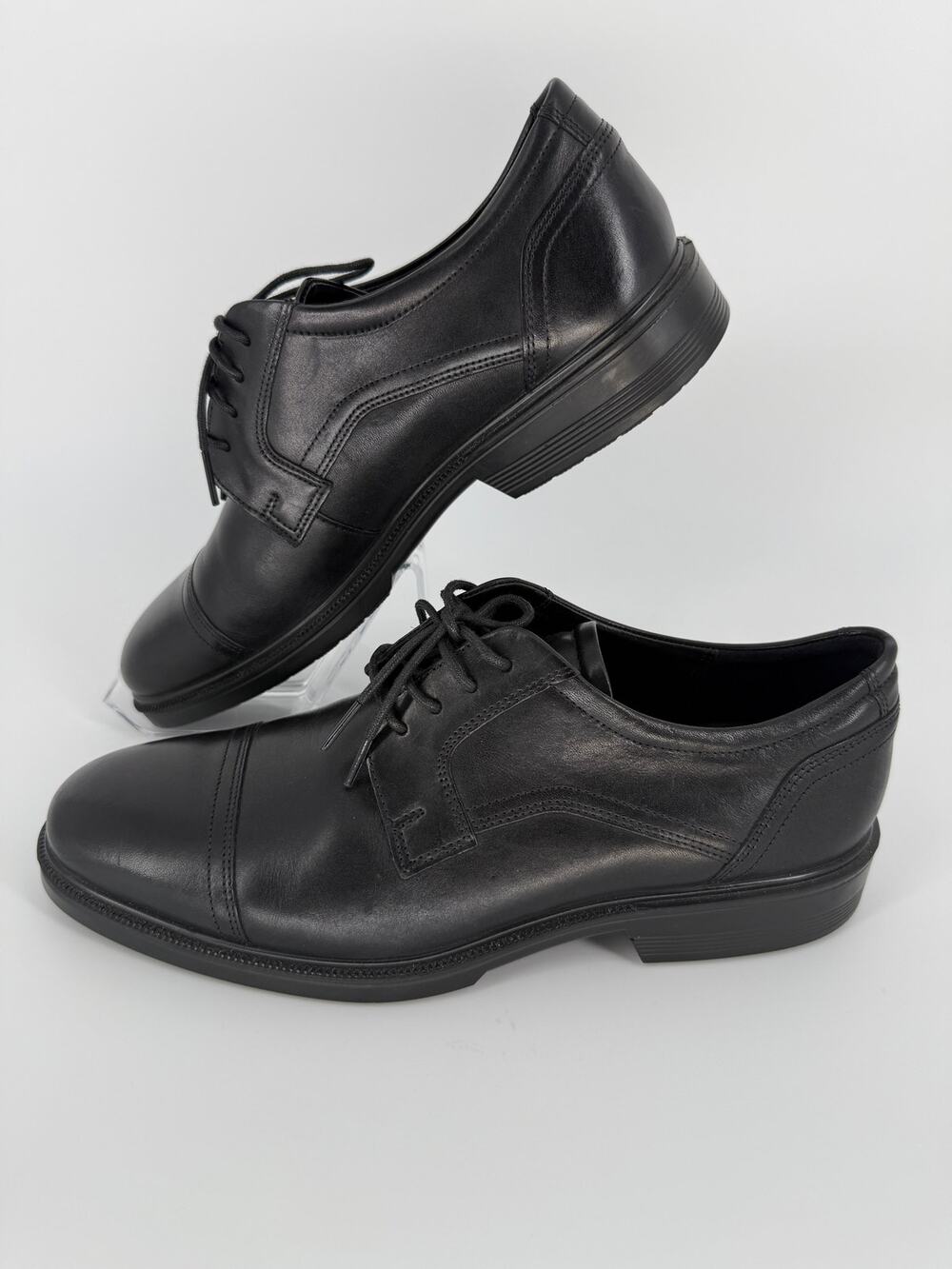 ECCO Lisbon Mens 10 Black Leather Cap Toe Derby Oxford Dress Shoes EU 44
